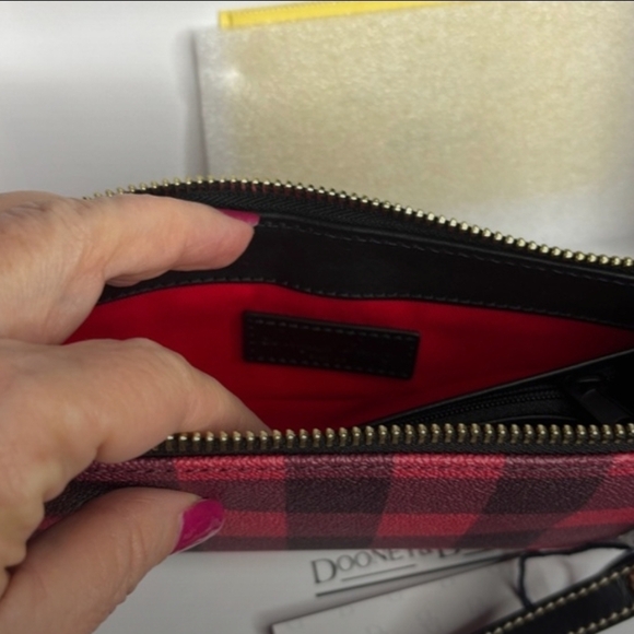 Dooney & Bourke Red Buffalo Plaid Zip Wristlet - Picture 7 of 9